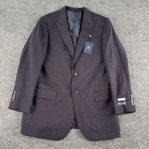 NWT Jos A Bank Sport Coat Blazer 42L Purple Navy Wool Windowpane Slim Fit $249